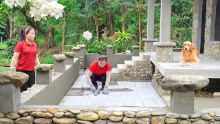 Building Complete Stone Fence - Pour Concrete Yard - Building New House 2024 | Đào Daily Farm