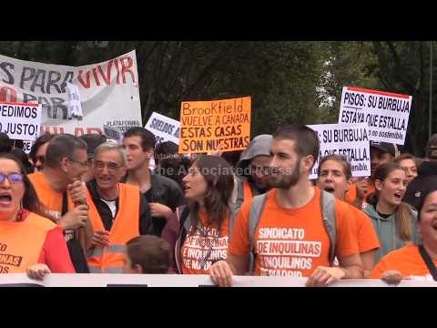 Tens of thousands of protesters take to Madrid's streets demanding help for renters