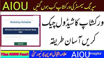 Aiou workshop schedule autumn2022||allama iqbal open university workshop atumn 2022||The AIOU Fact