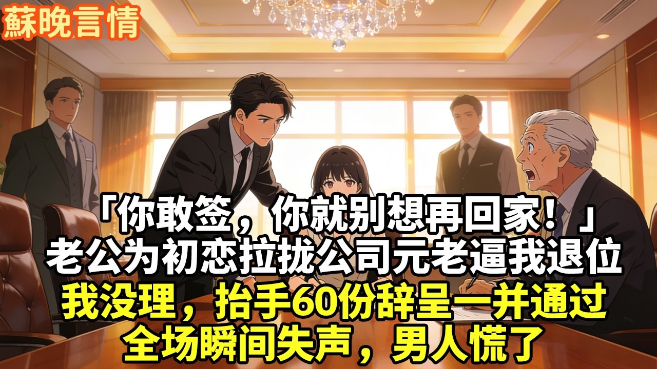「你敢簽，你就別想再回家！」老公為初戀拉攏公司元老逼我退位我沒理，抬手60份辭呈一併通過全場瞬間失聲，男人慌了#豪門言情#為人處世#大女主