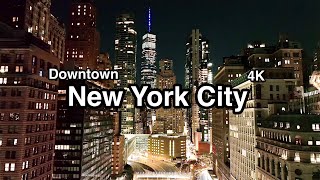 New York City at Night HD | Downtown Manhattan 4K - City Drone Footage
