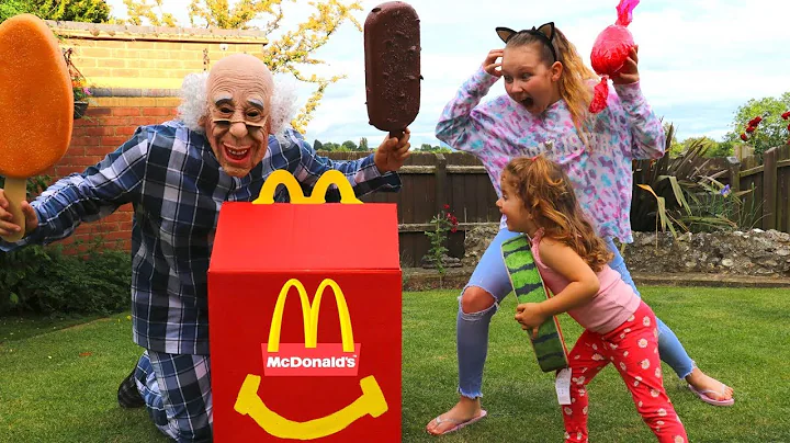 Greedy Grandpa takes McDonalds! Kids Pretend Play ...