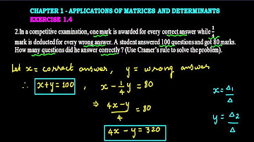 Class 12  | Exercise 1.4 Q.No.2 | Applications of Matrices and Determinants I Cramer