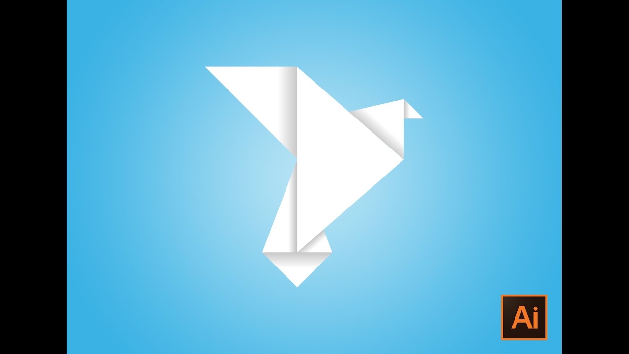 Оригами голубь - Origami dove ( Adobe Illustrator CC )