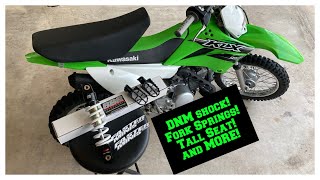 KLX110 Suspension DNM Shock BBR Springs Diamond Minis Damping Rods Foot Pegs Two Bro Tall Seat !