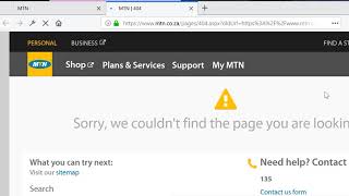 MTN's Contact Us redirect to 404 redirect to Contact Us screenshot 5