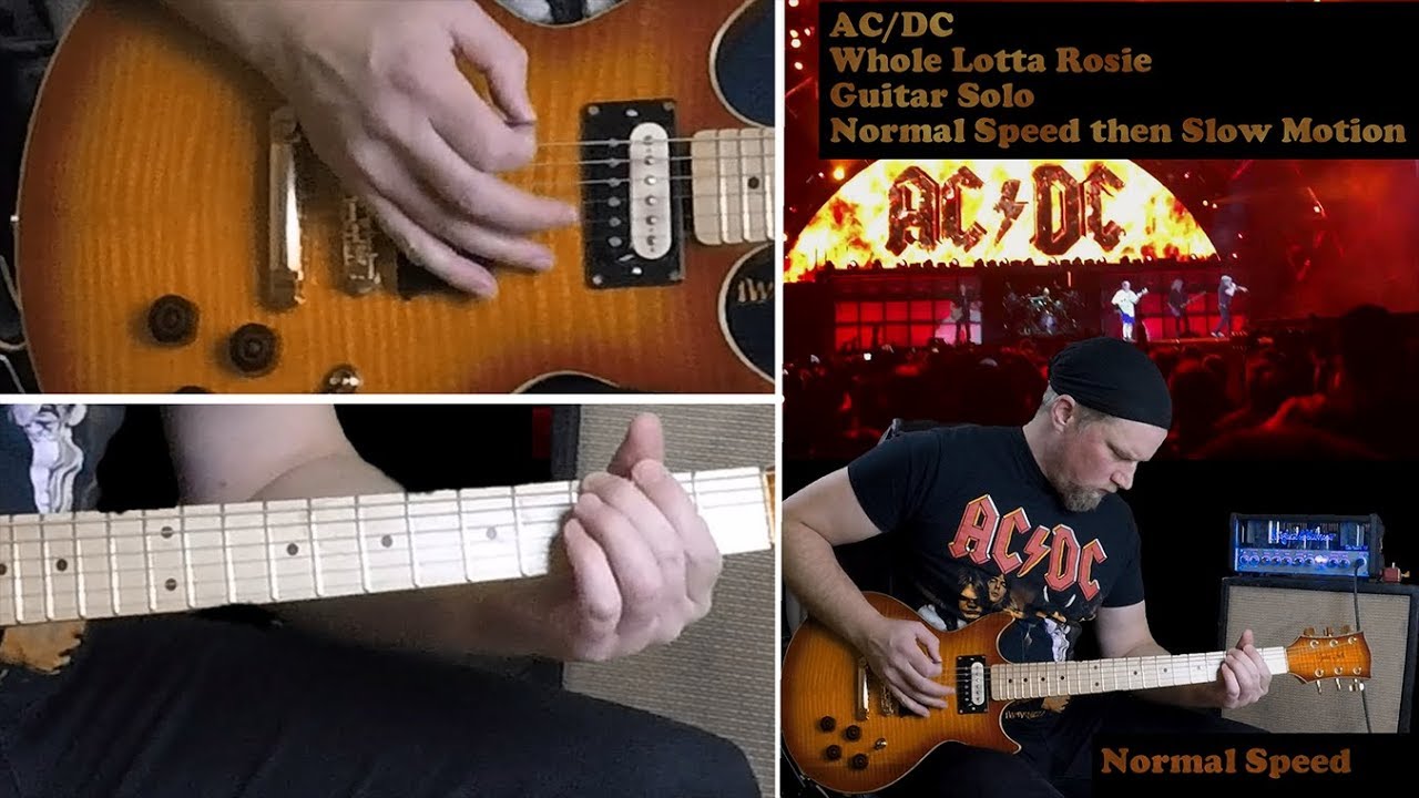 HD How To Play ACDC Whole Lotta Rosie Guitar Solo Normal Speed And