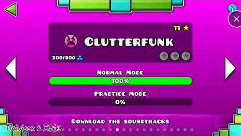 Geometry Dash  -  Level 11 (CLUTTERFUNK) (No Coins)