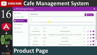 16. Cafe Management System - Product Page (Angular, Spring Boot - Java, MySQL Database)