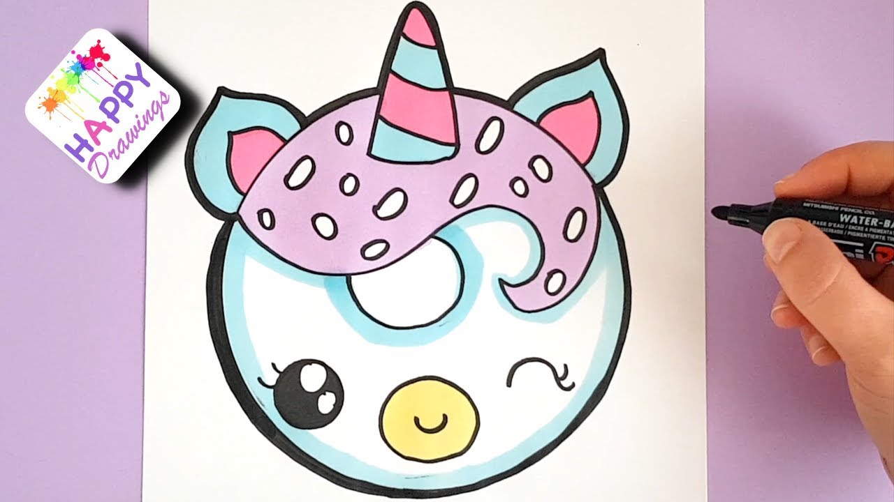 HOW TO DRAW A UNICORN DONUT EASY STEP BY STEP - YouTube