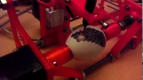 3D-printed Eggbot / Spherebot plotting on an egg