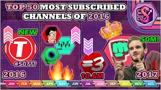 The Top 50 Most Subscribed Channels of 2016 | Daily Subscribers
