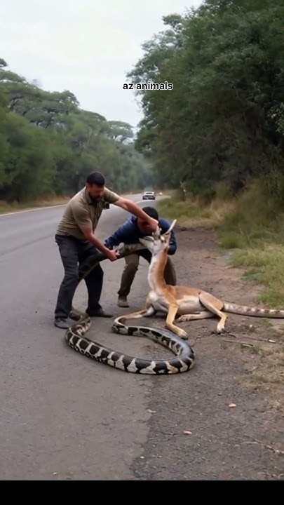 Men save gazelle from Python #fyp #fypyoutube #foryou #shortsvideo # ...