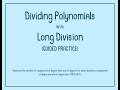 Polynomial Long Division Quiz