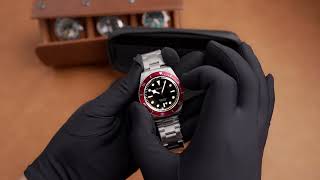 Red Bezel And Vintage Black Dial - - Militado 38Mm Nh35 Automatic Bb58 Retro Watch Ml06 Resimi