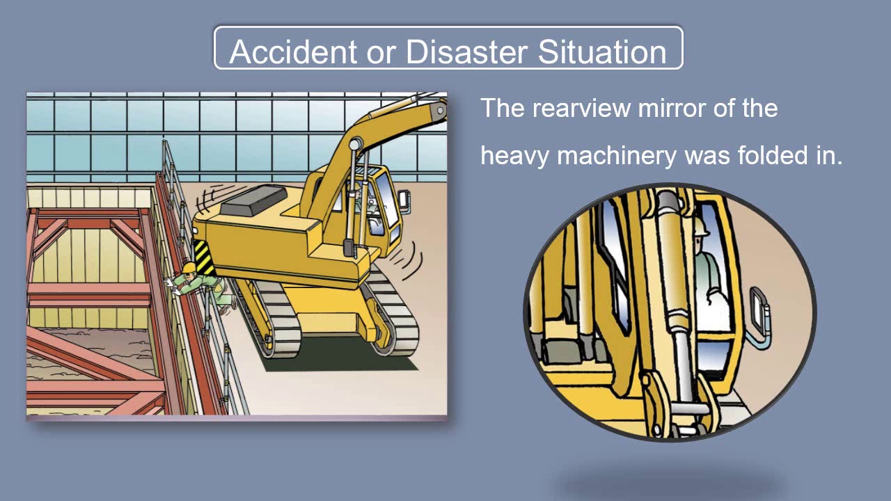 Examples of typical workplace accidents/Getting wedged or caught/Entered inside the drag shovel's