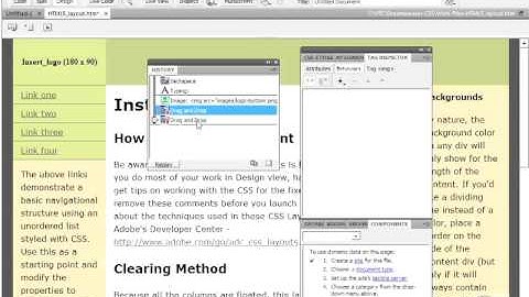 Adobe Dreamweaver CS5 17- History, css, Other Panels
