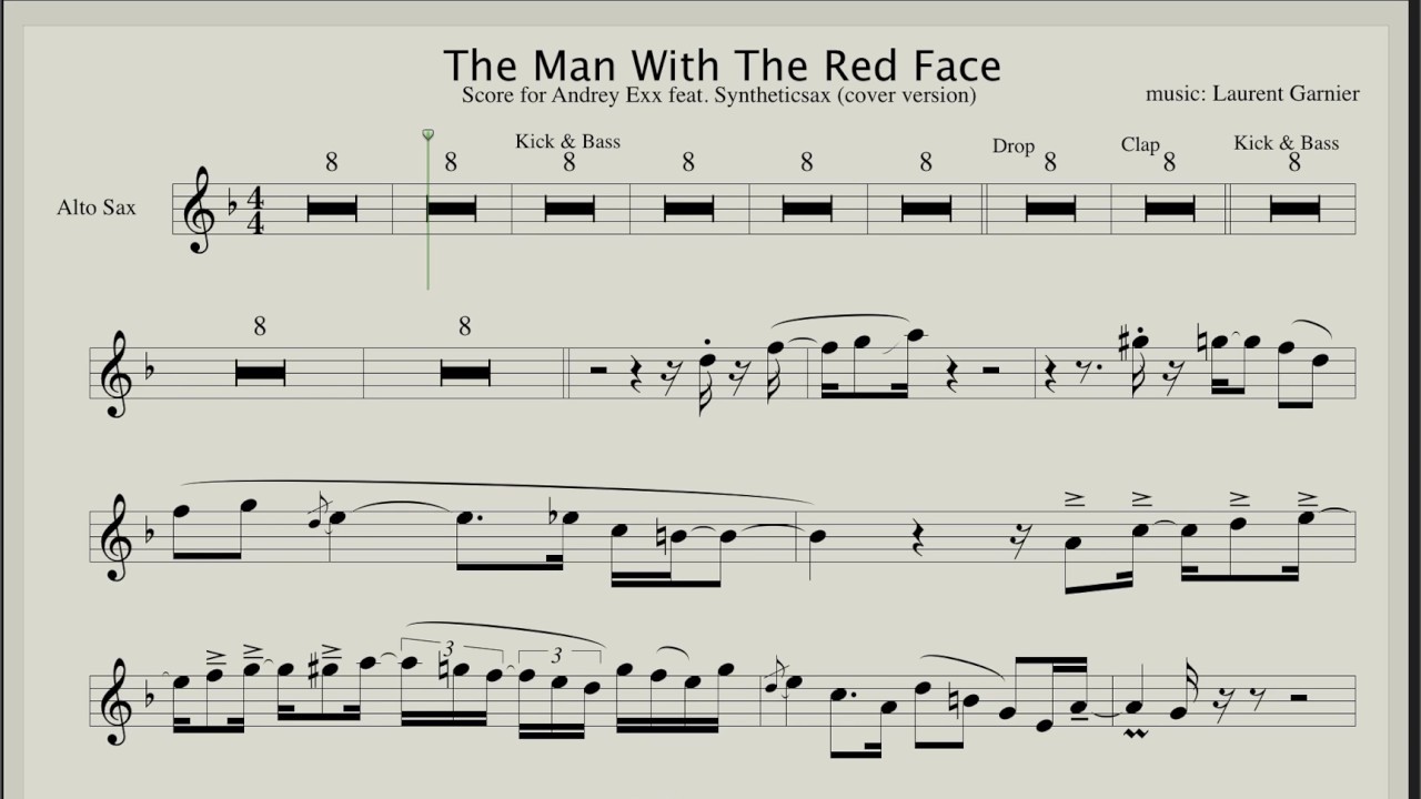 the man with the red face backing track sheet music for face sheet