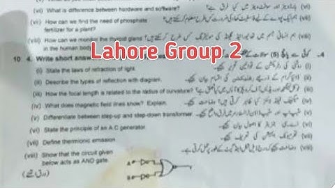 Today 10th class Physics Lahore board group 2 paper 2024 subjective 10th physics evening paper