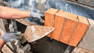 Bricklaying - How To Lay Brick Soldiers To A Line With Commentary
