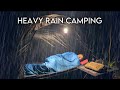 CAMPING HEAVY RAIN USING TRANSPARENT TARP || SOLO CAMPING IN HEAVY RAIN WITH FLOATING TENT