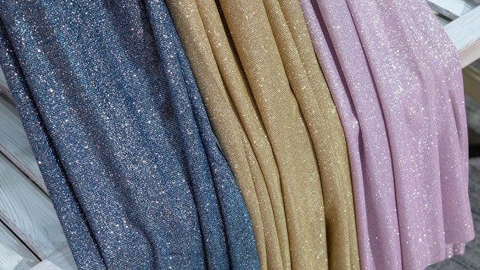Shiny Cream Lurex Glitter Fabric 2-way Stretch Textile - OneYard