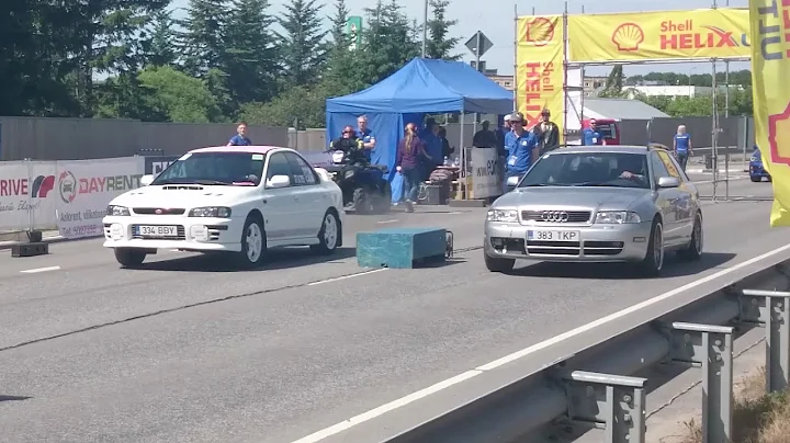 Audi S4 B5 2.7BiT vs 1997 Subaru Impreza WRX STI 1/8mile drag race