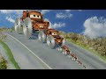 Saw Wheels: Tow Mater vs Lightning Mcqueen vs King Dinoco vs DOWN OF DEATH in BeamNG