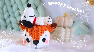 Snoopy Pumpkin Crochet | 🇺🇲🇪🇦 Sub | Free Pattern and Tutorial | Snoopy Halloween Amigurumi Crochet