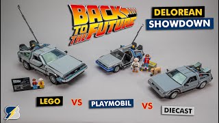 Back to the Future DeLorean showdown  LEGO vs Playmobil vs NECA diecast