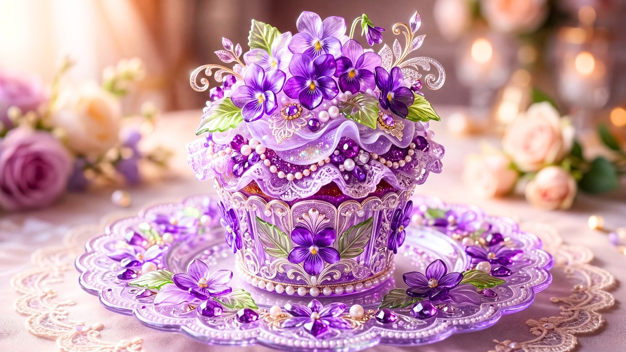 ASMR】誕生花のガラスカップケーキがきらめく｜Birth Flower Glass