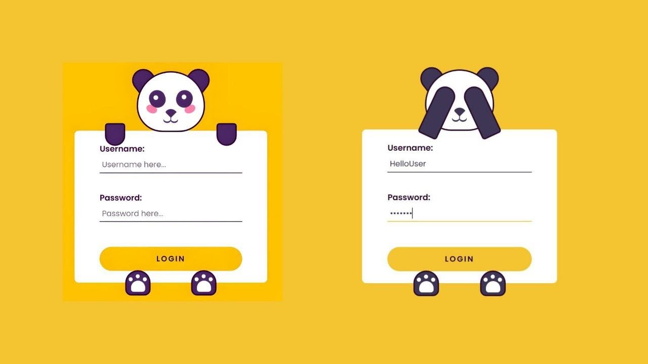 Panda Login Form | HTML, CSS & JavaScript UI Animation | Beginner ...