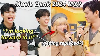 ZEROBASEONE Gunwook volunteers to replace EUNCHAE as the NEW Music Bank MC 😂(they teased her a lot)