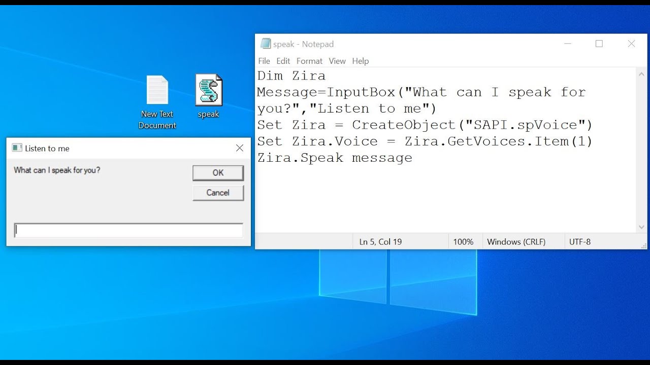 how to make a text to speech program in notepad