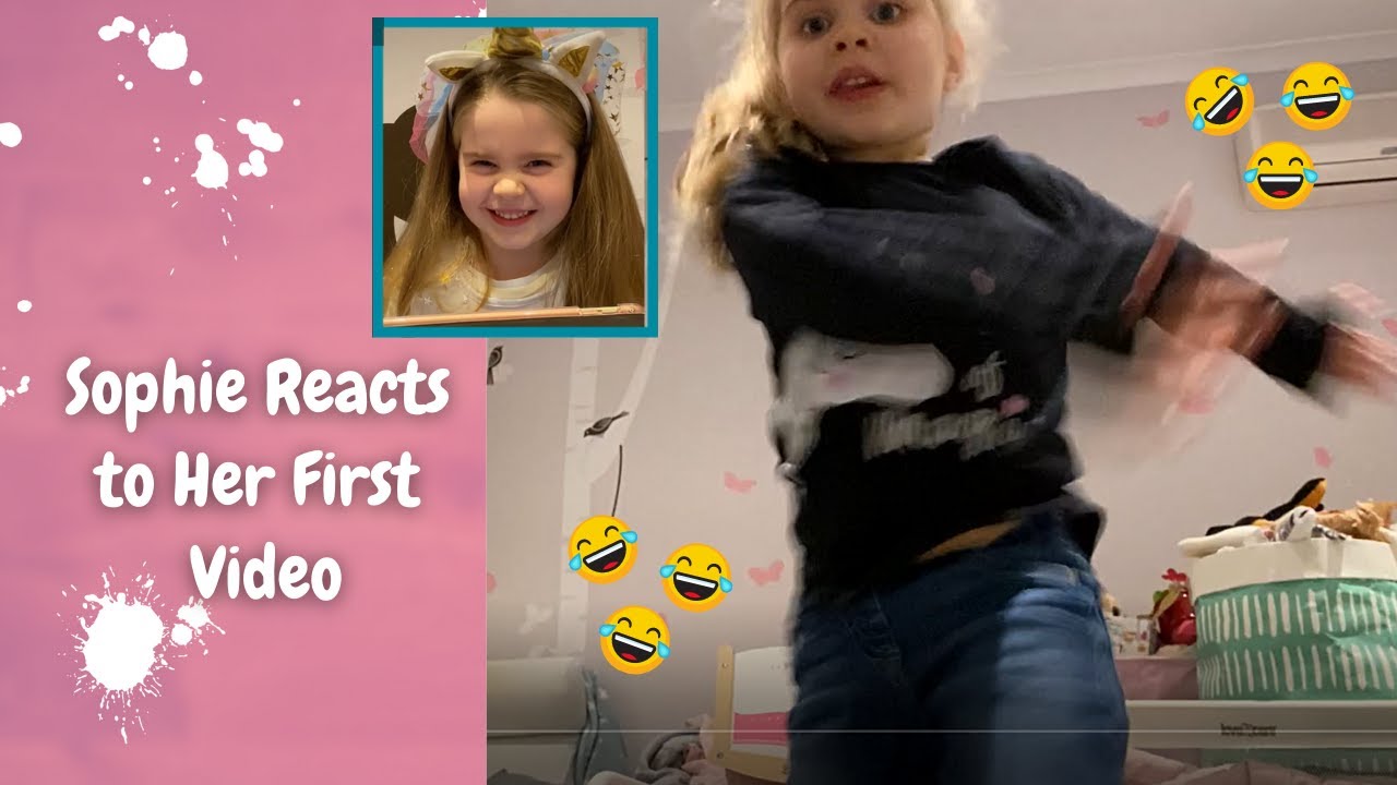 5 Year Old Reacts to Her Exercise Video | First Ever Video on