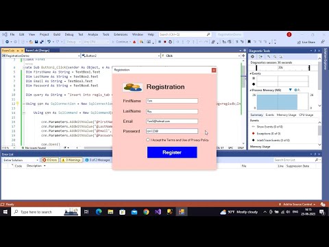 Registration Form Using VB.Net and SQL Database with Source Code