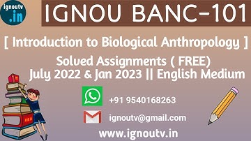 IGNOU BANC-101 Solved Assignment July 2022 & Jan 2023 [FREE] || IGNOU BSCANH || IGNOU TV || IGNOU ||