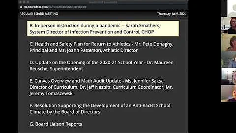 School Board Meeting 07/09/20: In-person instructi...