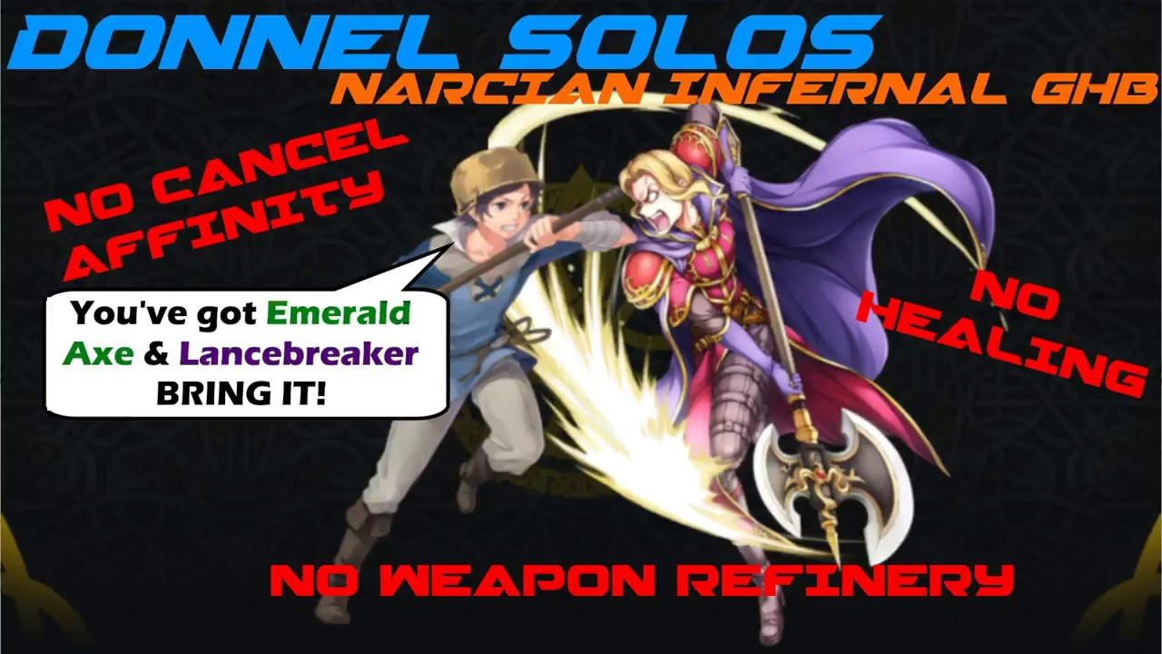 Donnel v Narcian GHB (True Solo) No Cancel Affinity, No Healing [FE Heroes]