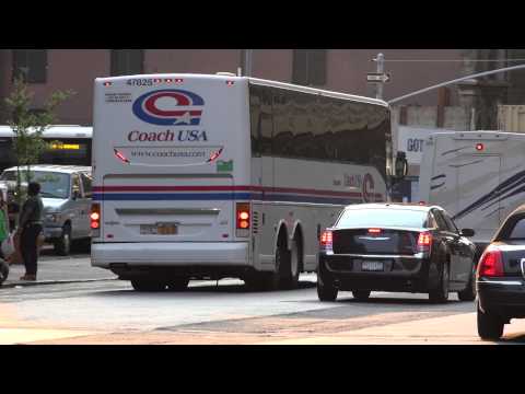 COACH USA suburban VAN HOOL BUS 47825 IN NEW YORK CITY SONY 4K VIDEO
