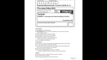 Merged 2025 Pearson EDEXCEL GCSE Turkish Paper 1 And Mark Scheme 1tu0 1f