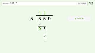 Long Division Problem 559/5: Step-by-Step Video Solution