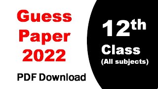 2nd year guess paper 2022 Punjab board pdf download