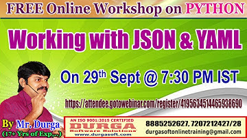 FREE Online Workshop on PYTHON Object Serialization by DURGA Sir