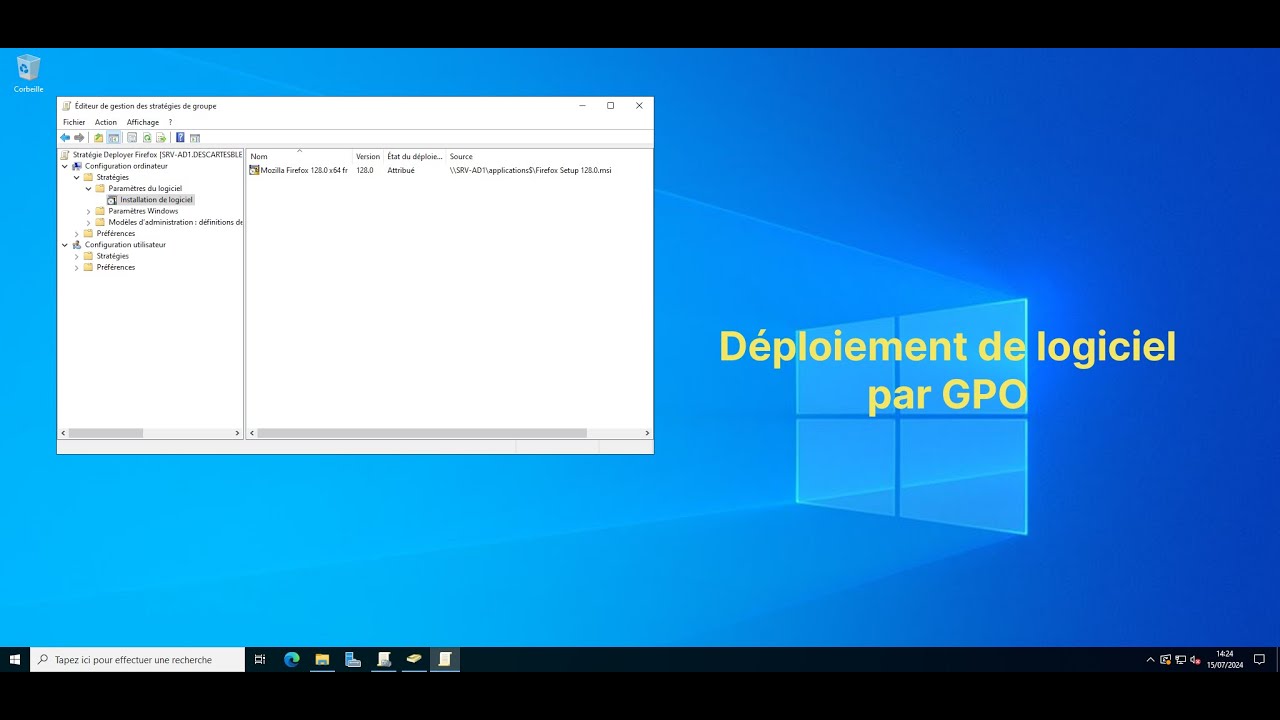 🖥️ Déploiement de logiciel par GPO - Windows Server 2022 (13/14) - YouTube