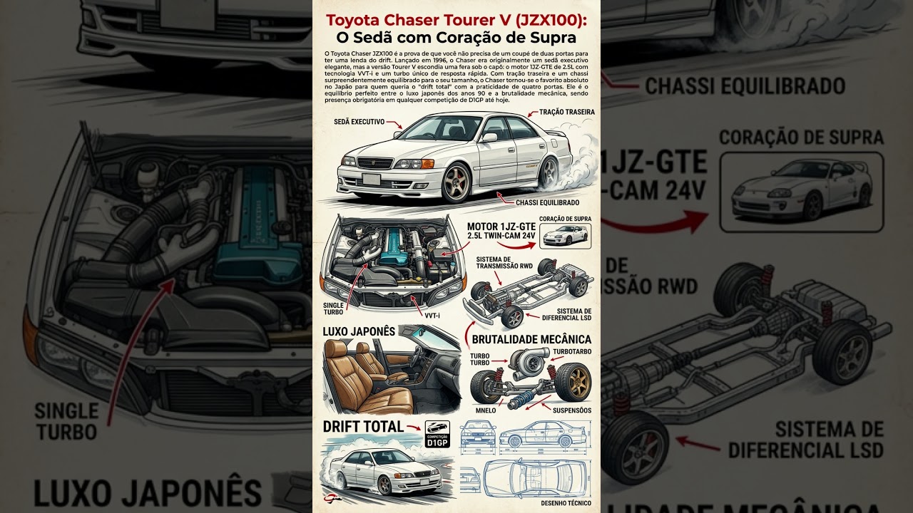 ちぃページ Toyota Chaser JZX100: O Sedã de Luxo que Domina o Drift! - YouTube