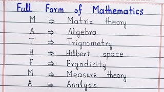 | Full form of Mathematics | Abbreviation of Mathematics |
