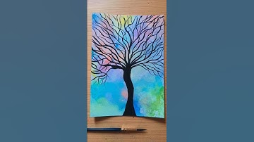 Colourful tree painting easy/Tree painting easy #shorts #tree #art #shortsfeed #trending #drawing