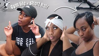 how i manage my short relaxed hair& go to the gym| short hair is NOT low maintenance|