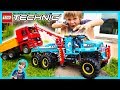 Rc lego technic tow truck towing bruder dump truck  lego time lapse build
